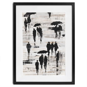 Rainy Umbrella Walk Framed Art Print Rainy Umbrella Walk Framed Art Print wall art product Chromatic Storm Studio