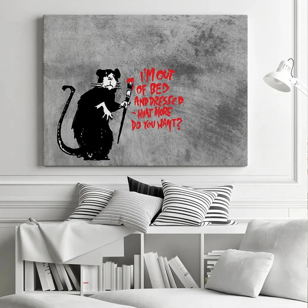 Rat Out Of Bed Canvas Print Rat Out Of Bed Canvas Print wall art product Banksy