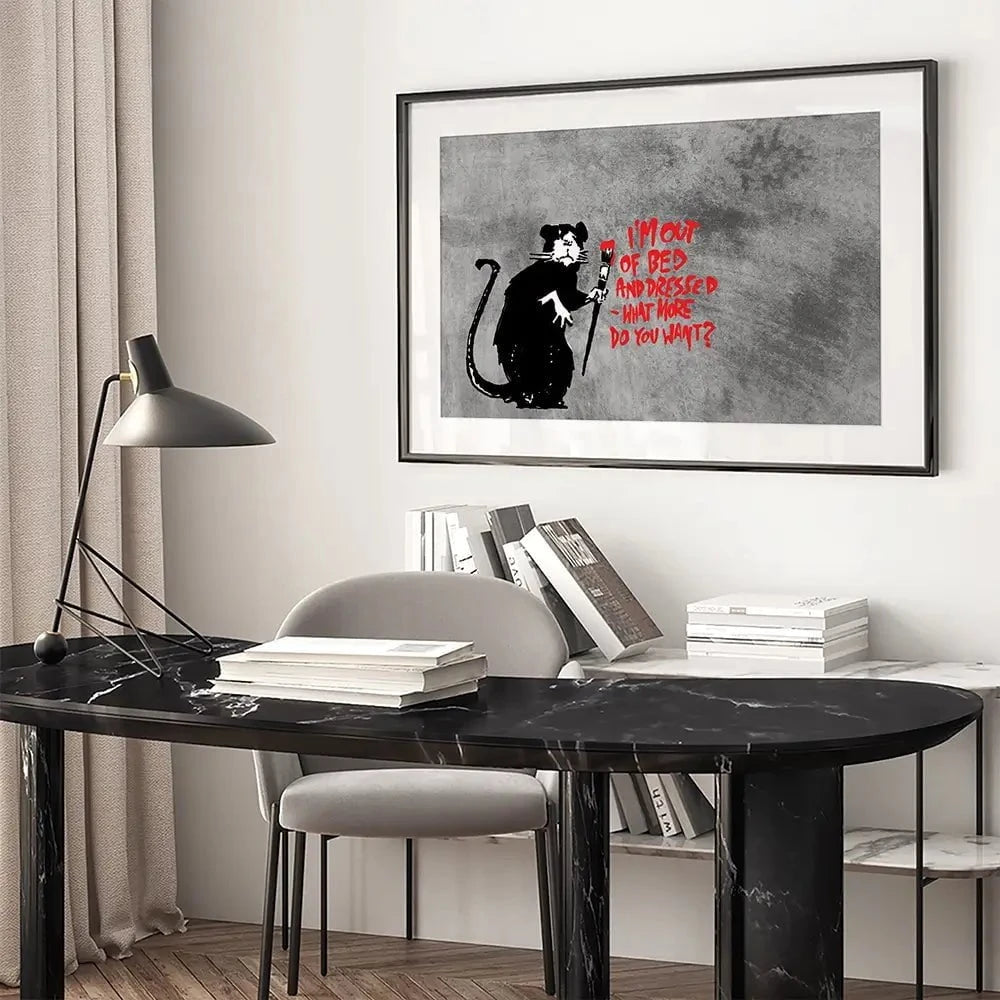 Rat Out Of Bed Framed Art Print Rat Out Of Bed Framed Art Print wall art product Banksy