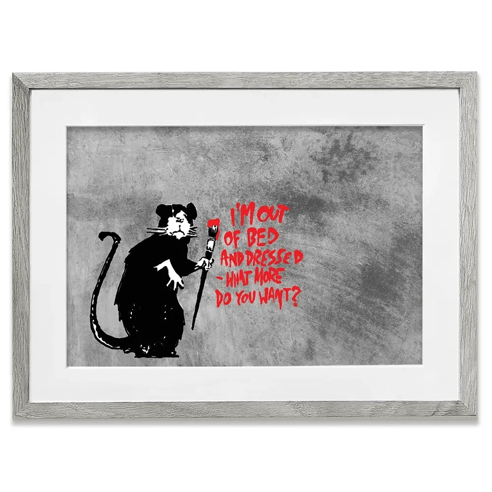 Rat Out Of Bed Framed Art Print Rat Out Of Bed Framed Art Print wall art product Banksy