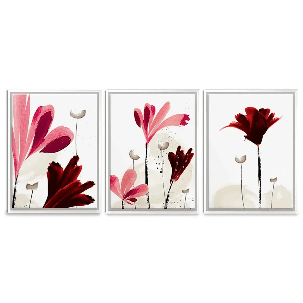 Red And Pink Flowers Trio Canvas Print Red And Pink Flowers Trio Canvas Print wall art product Mohammadreza Zeidabadi / Shutterstock