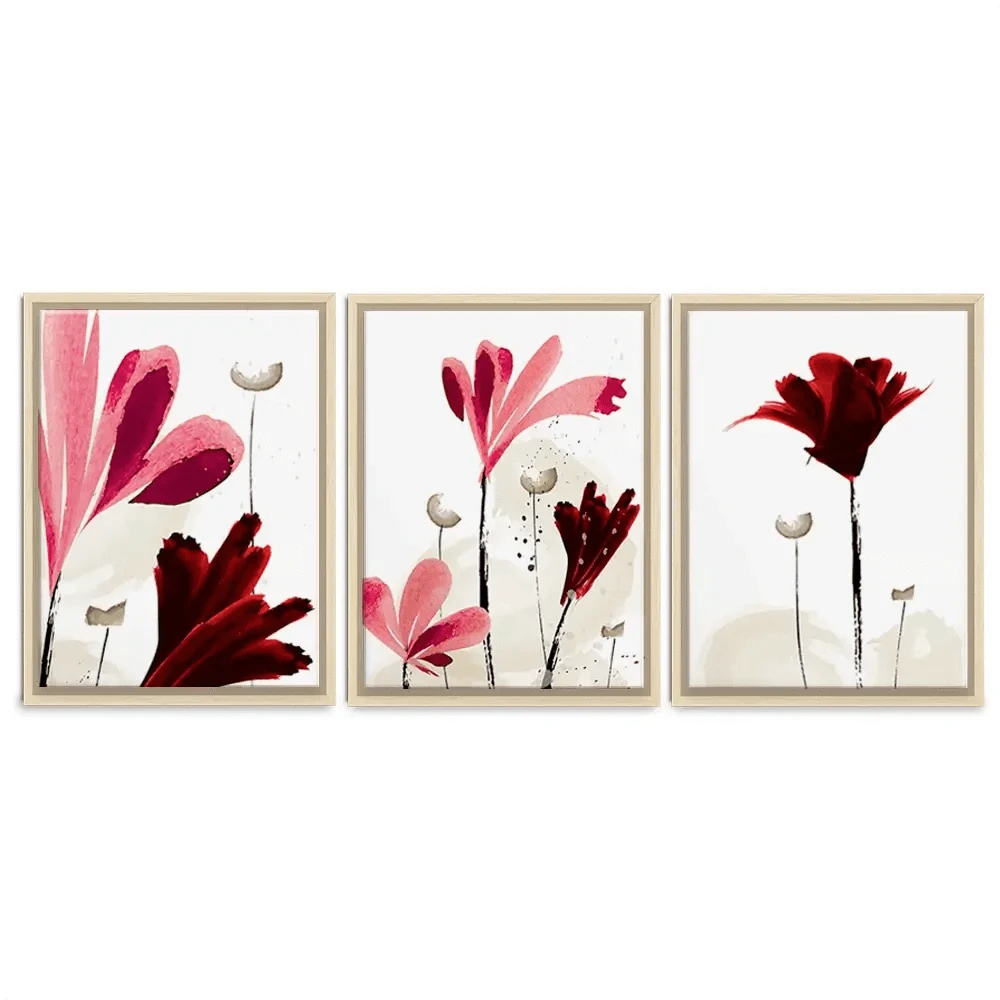 Red And Pink Flowers Trio Canvas Print Red And Pink Flowers Trio Canvas Print wall art product Mohammadreza Zeidabadi / Shutterstock