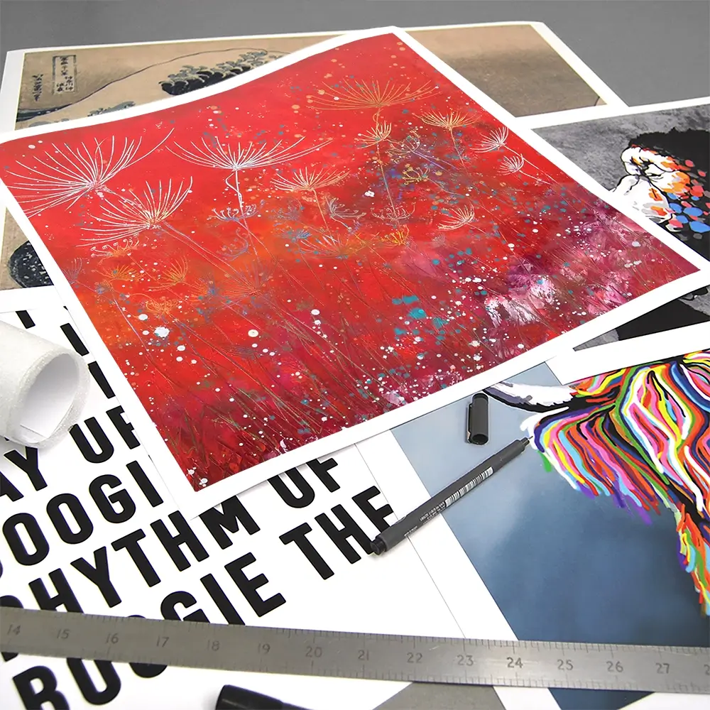 Red Dandelion Dance Square Art Print Red Dandelion Dance Square Art Print wall art product Laure Bury