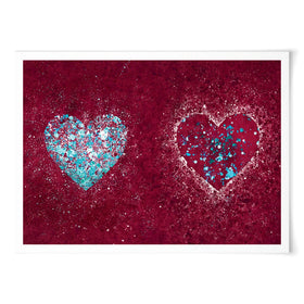 Red Hearts Splatter Art Print wall art product / Shutterstock