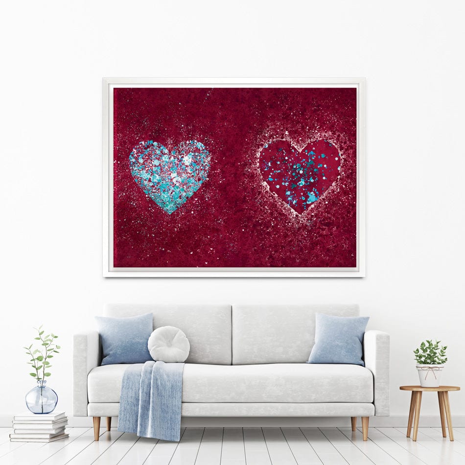 Red Hearts Splatter Canvas Print wall art product J Tonges