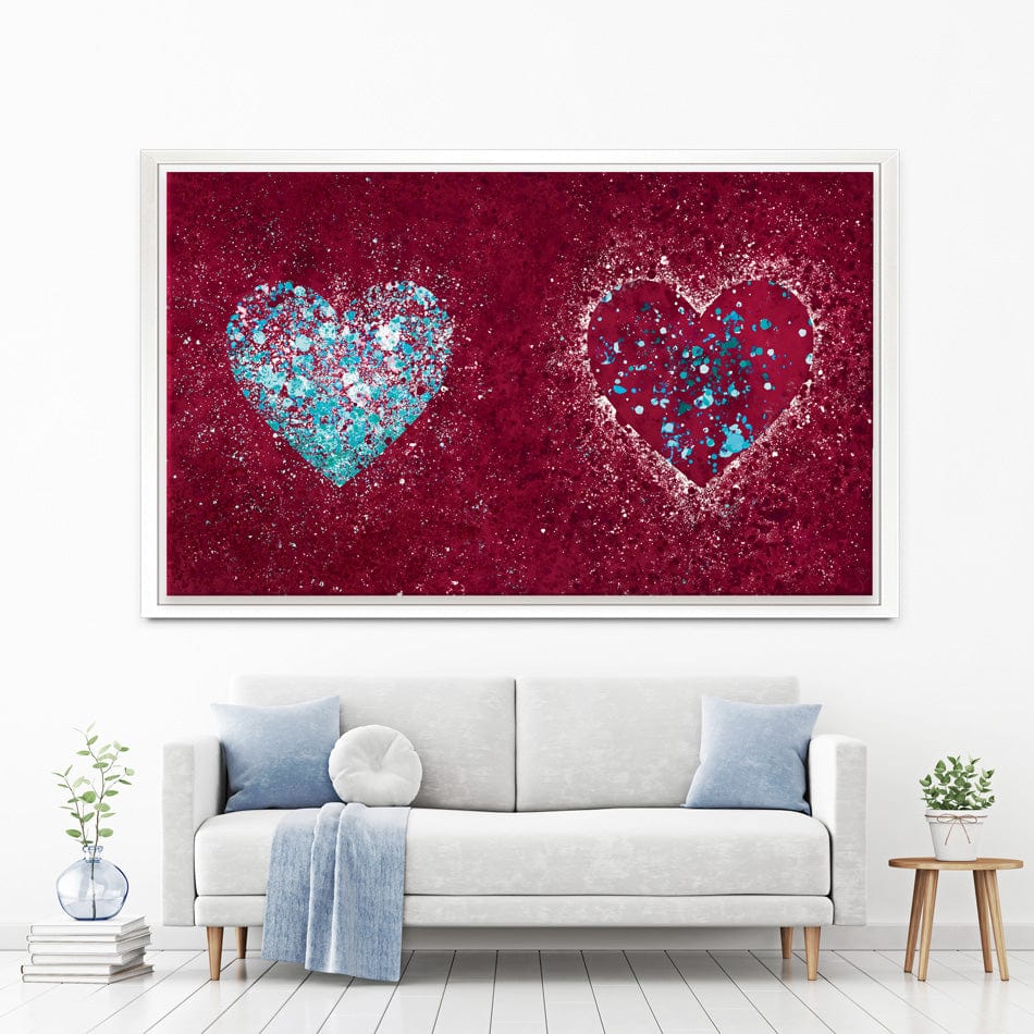 Red Hearts Splatter Canvas Print wall art product J Tonges