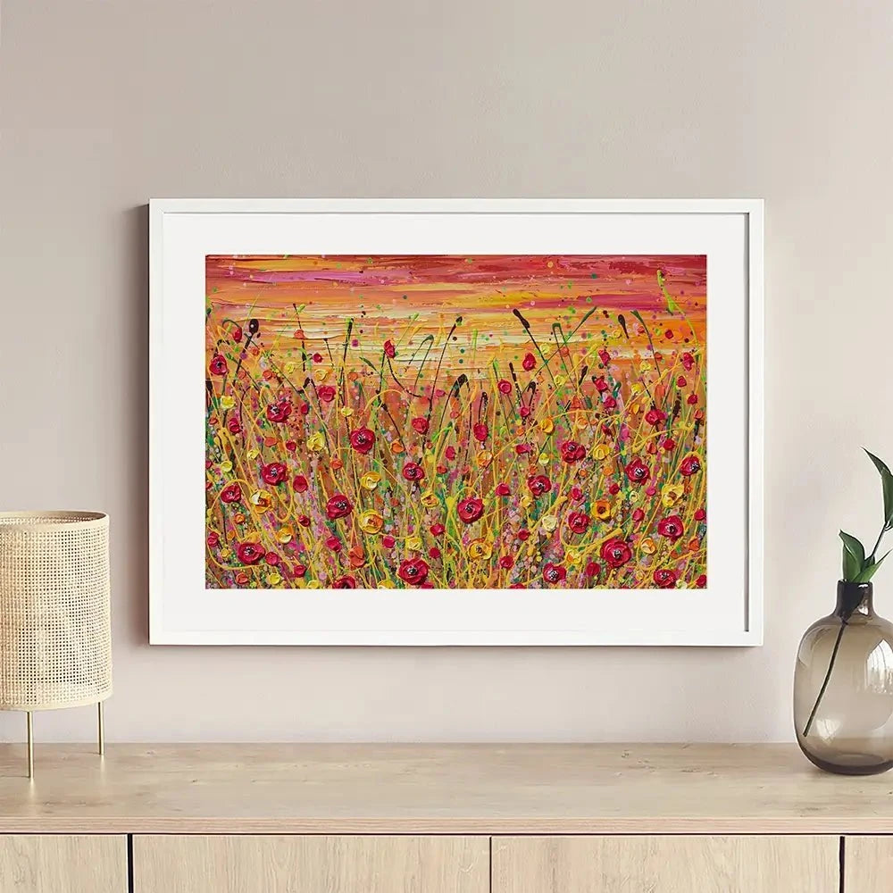 Red Poppies Sunset Framed Art Print Red Poppies Sunset Framed Art Print wall art product Olga Tkachyk