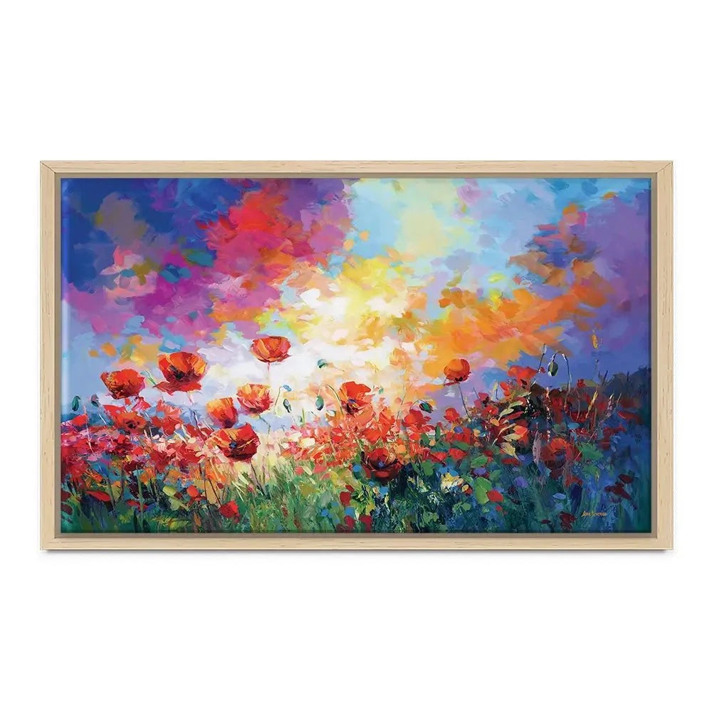 Red Poppy Flower Field At Sunset Canvas Print Red Poppy Flower Field At Sunset Canvas Print wall art product Leon Devenice