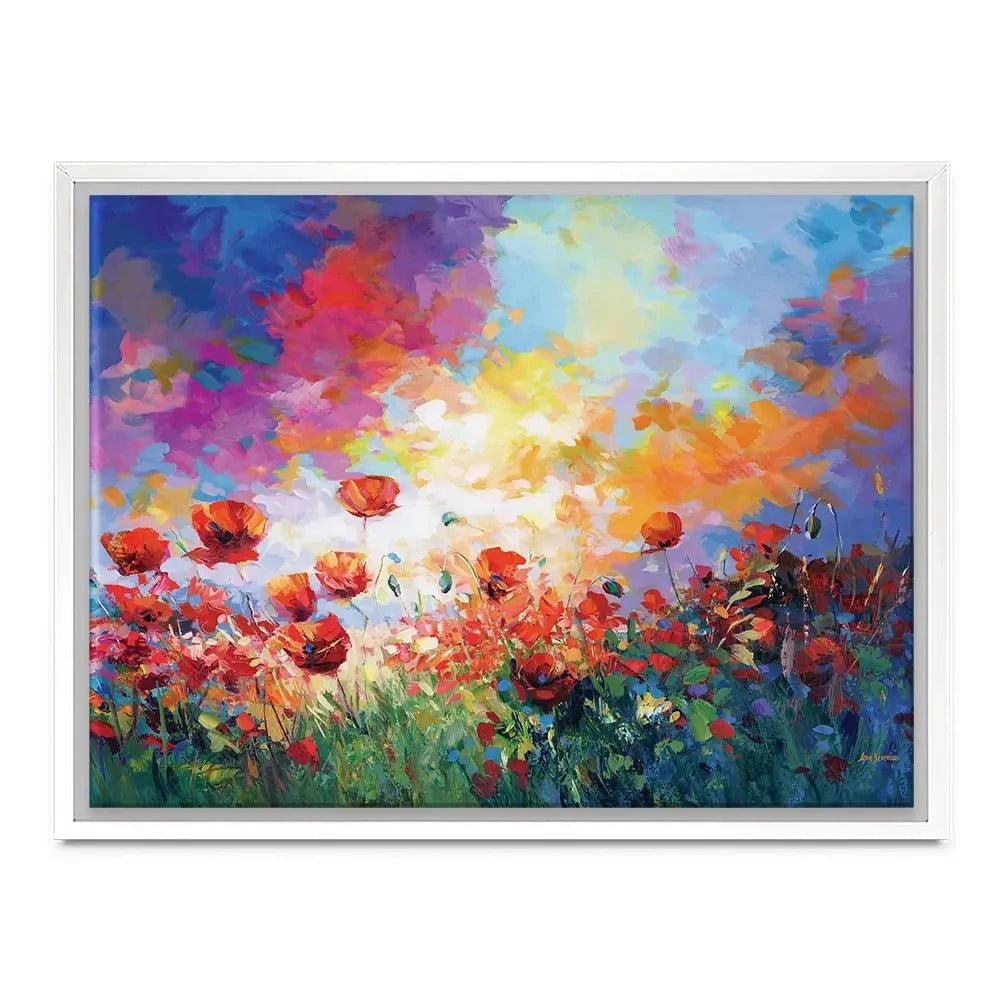 Red Poppy Flower Field At Sunset Canvas Print Red Poppy Flower Field At Sunset Canvas Print wall art product Leon Devenice