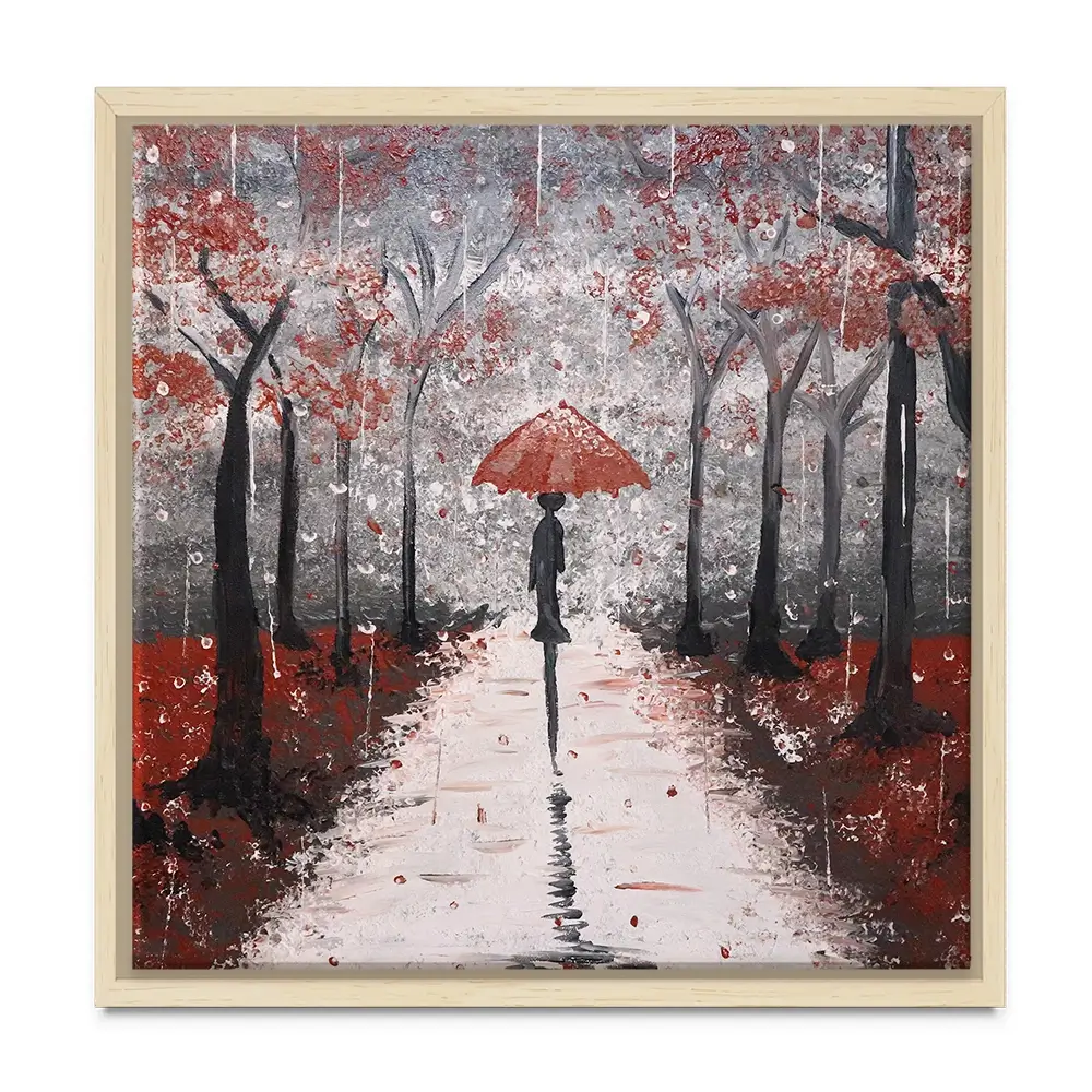 Red Rainy Day Square Canvas Print Red Rainy Day Square Canvas Print wall art product Tanya Stone / Shutterstock