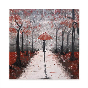 Red Rainy Day Square Canvas Print Red Rainy Day Square Canvas Print wall art product Tanya Stone / Shutterstock