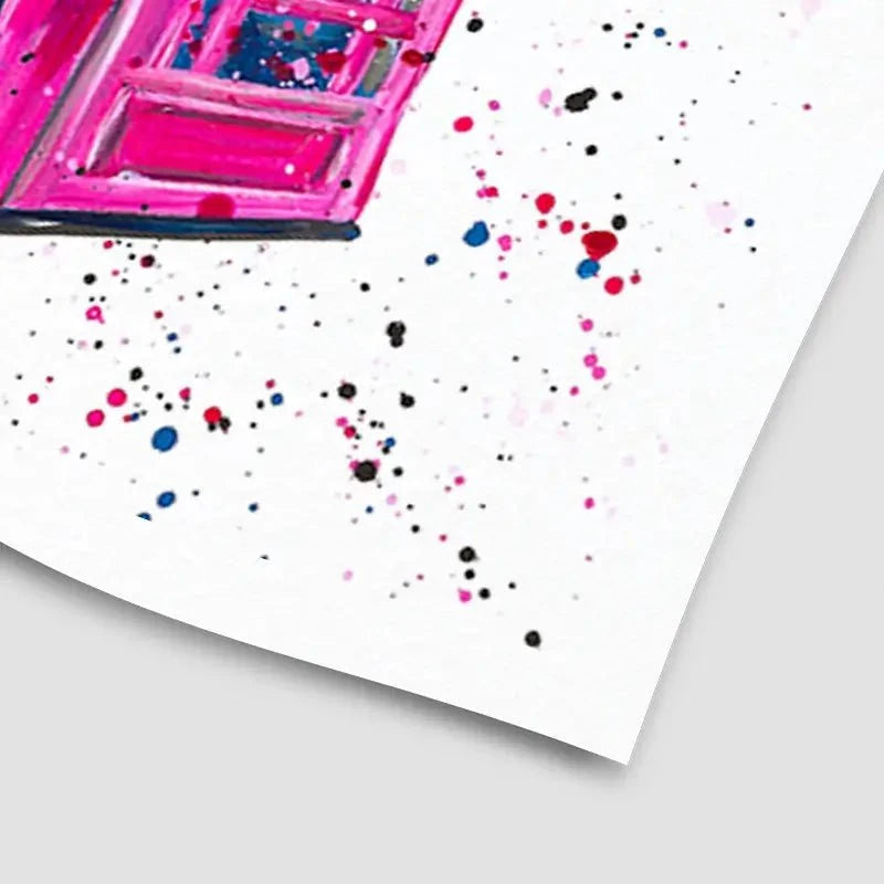 Retro Pink Telephone Box Art Print Retro Pink Telephone Box Art Print wall art product Emma LC Art