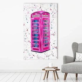 Retro Pink Telephone Box Canvas Print Retro Pink Telephone Box Canvas Print wall art product Emma LC Art