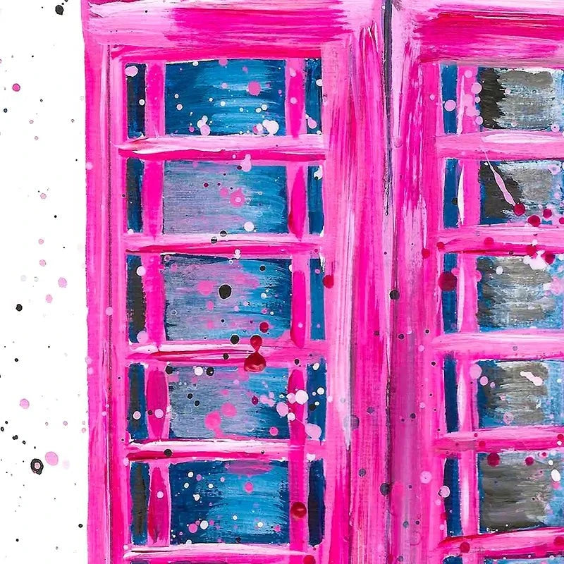 Retro Pink Telephone Box Framed Art Print Retro Pink Telephone Box Framed Art Print wall art product Emma LC Art