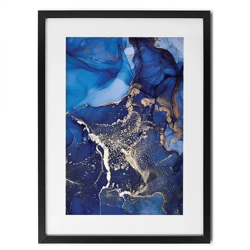 Rich Blue Marble Framed Art Print Rich Blue Marble Framed Art Print wall art product Stepova Oksana / Shutterstock