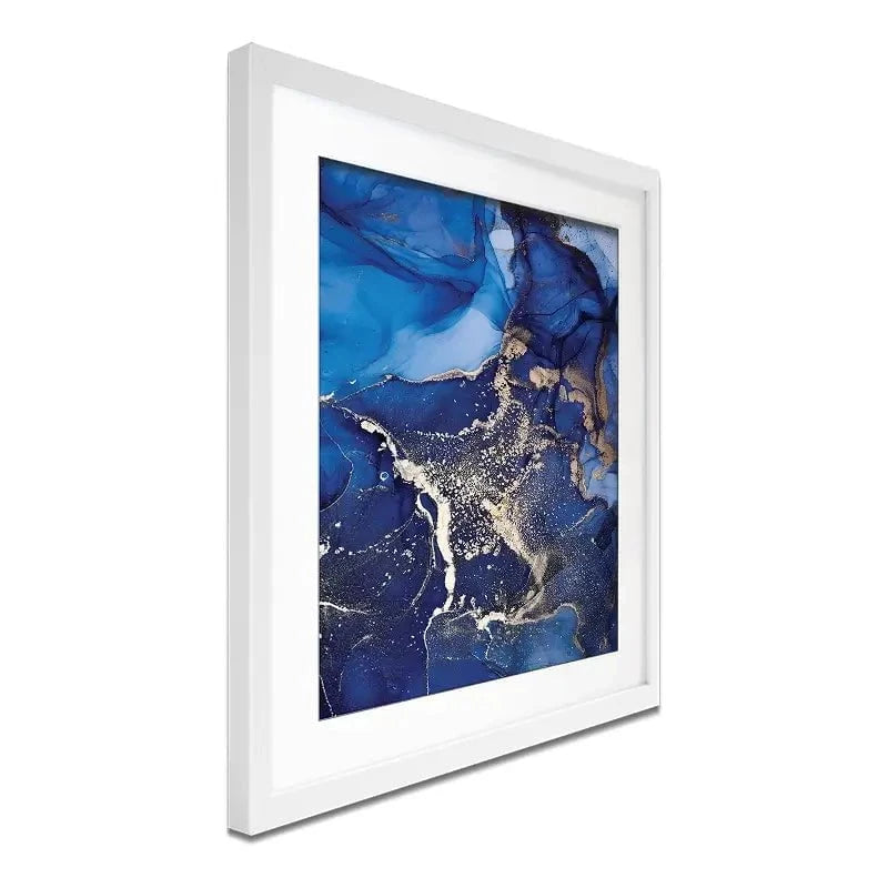 Rich Blue Marble Framed Art Print Rich Blue Marble Framed Art Print wall art product Stepova Oksana / Shutterstock
