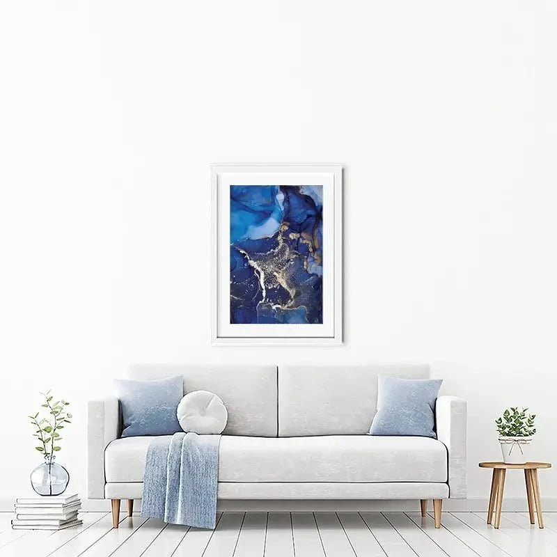 Rich Blue Marble Framed Art Print Rich Blue Marble Framed Art Print wall art product Stepova Oksana / Shutterstock