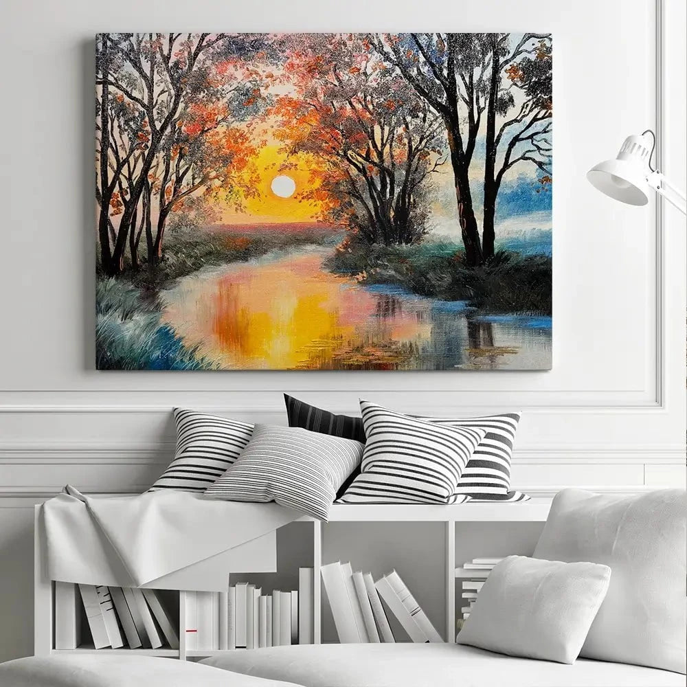 River In The Evening Sun Canvas Print River In The Evening Sun Canvas Print wall art product Fresh Stock / Shutterstock