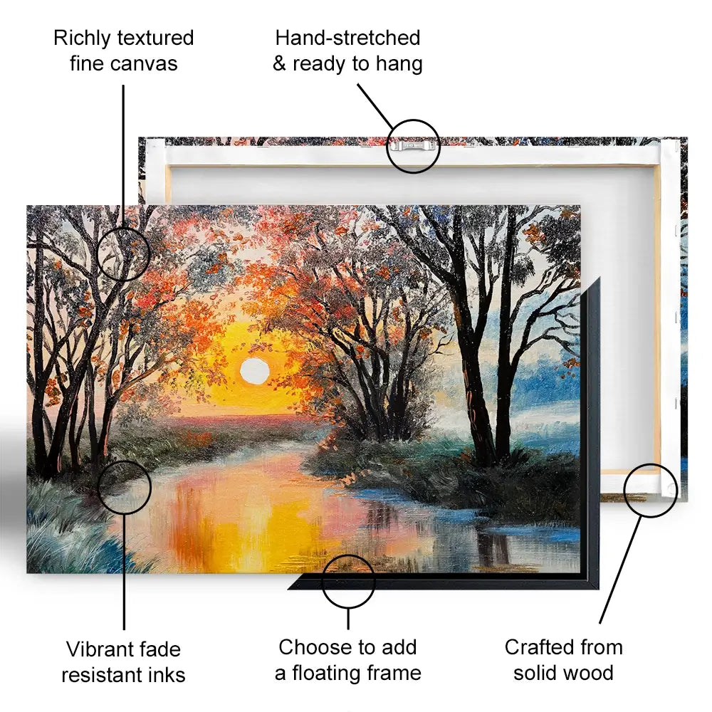 River In The Evening Sun Canvas Print River In The Evening Sun Canvas Print wall art product Fresh Stock / Shutterstock