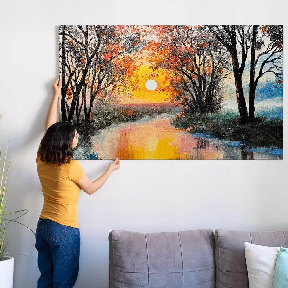 River In The Evening Sun Oversized Canvas Print River In The Evening Sun Oversized Canvas Print wall art product Art Print Shop