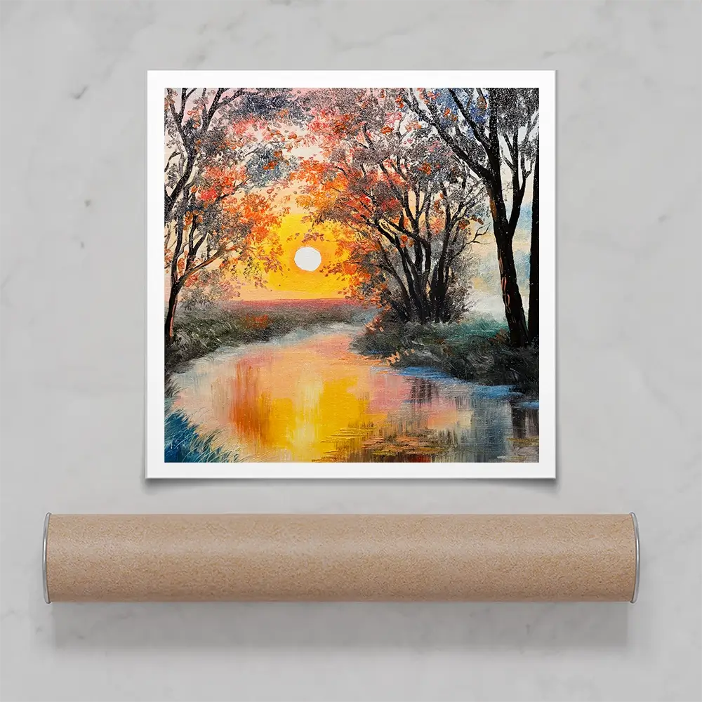 River In The Evening Sun Square Art Print River In The Evening Sun Square Art Print wall art product Fresh Stock / Shutterstock