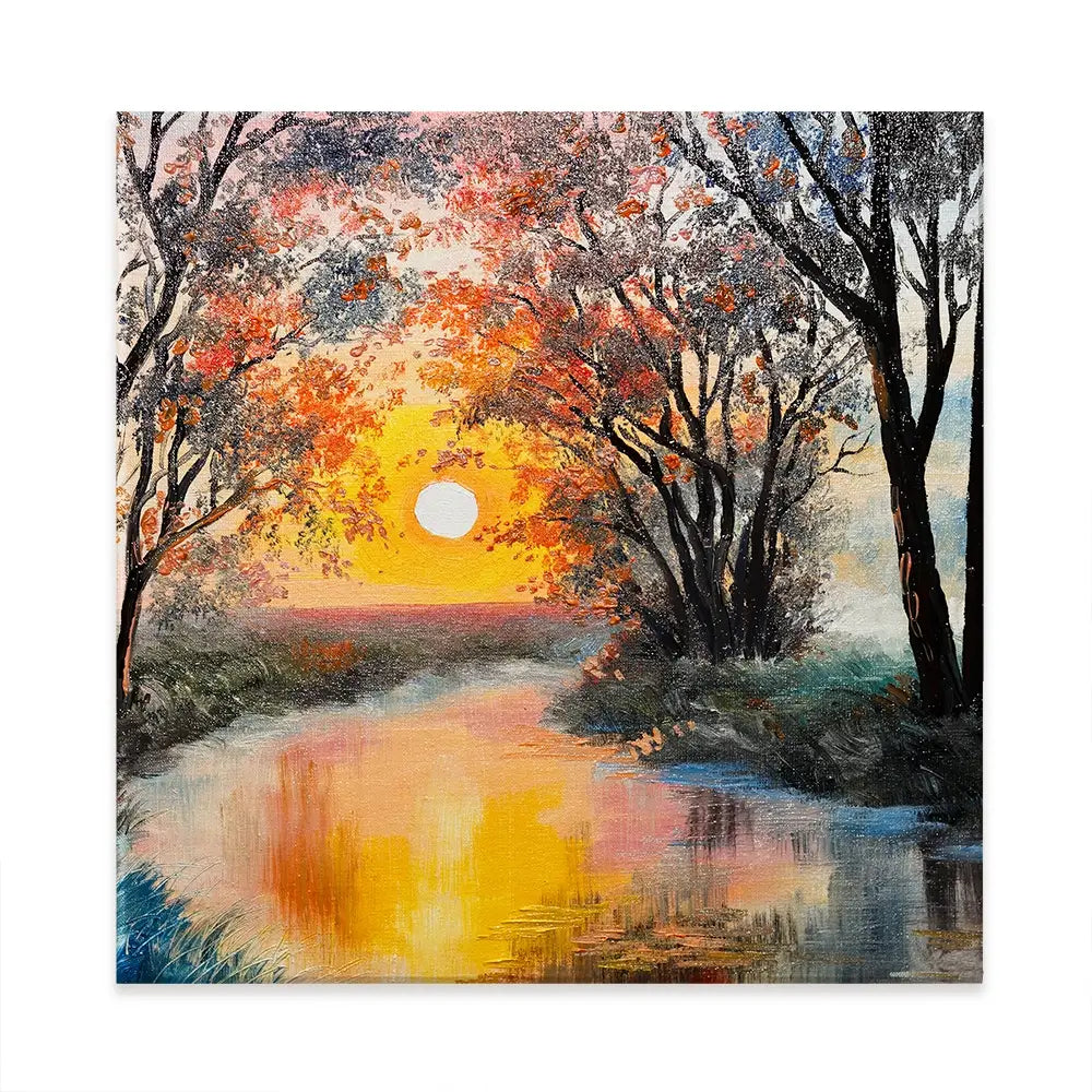 River In The Evening Sun Square Canvas Print River In The Evening Sun Square Canvas Print wall art product Fresh Stock / Shutterstock