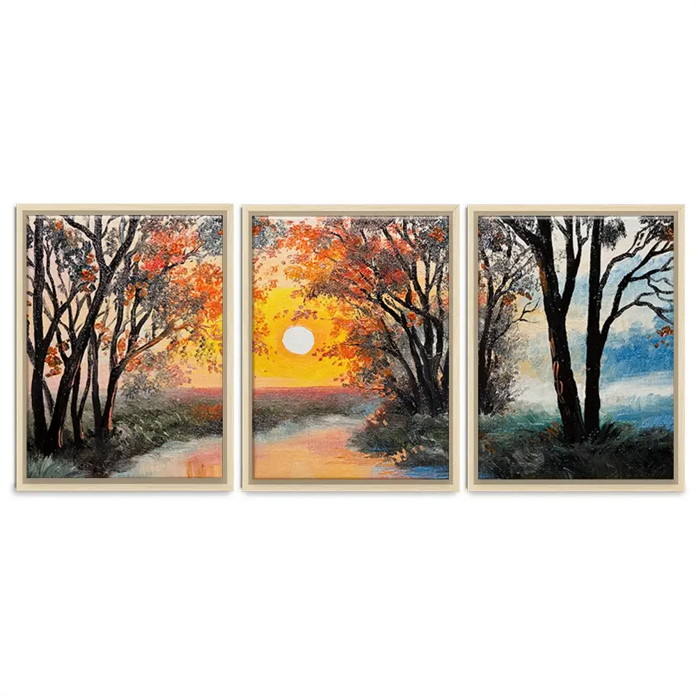 River In The Evening Sun Trio Canvas Print River In The Evening Sun Trio Canvas Print wall art product Fresh Stock / Shutterstock