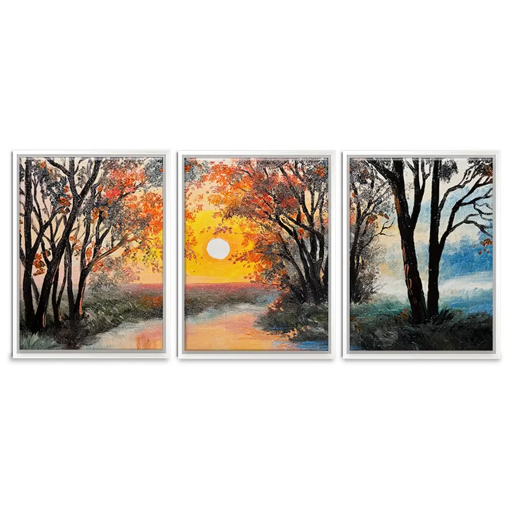 River In The Evening Sun Trio Canvas Print River In The Evening Sun Trio Canvas Print wall art product Fresh Stock / Shutterstock