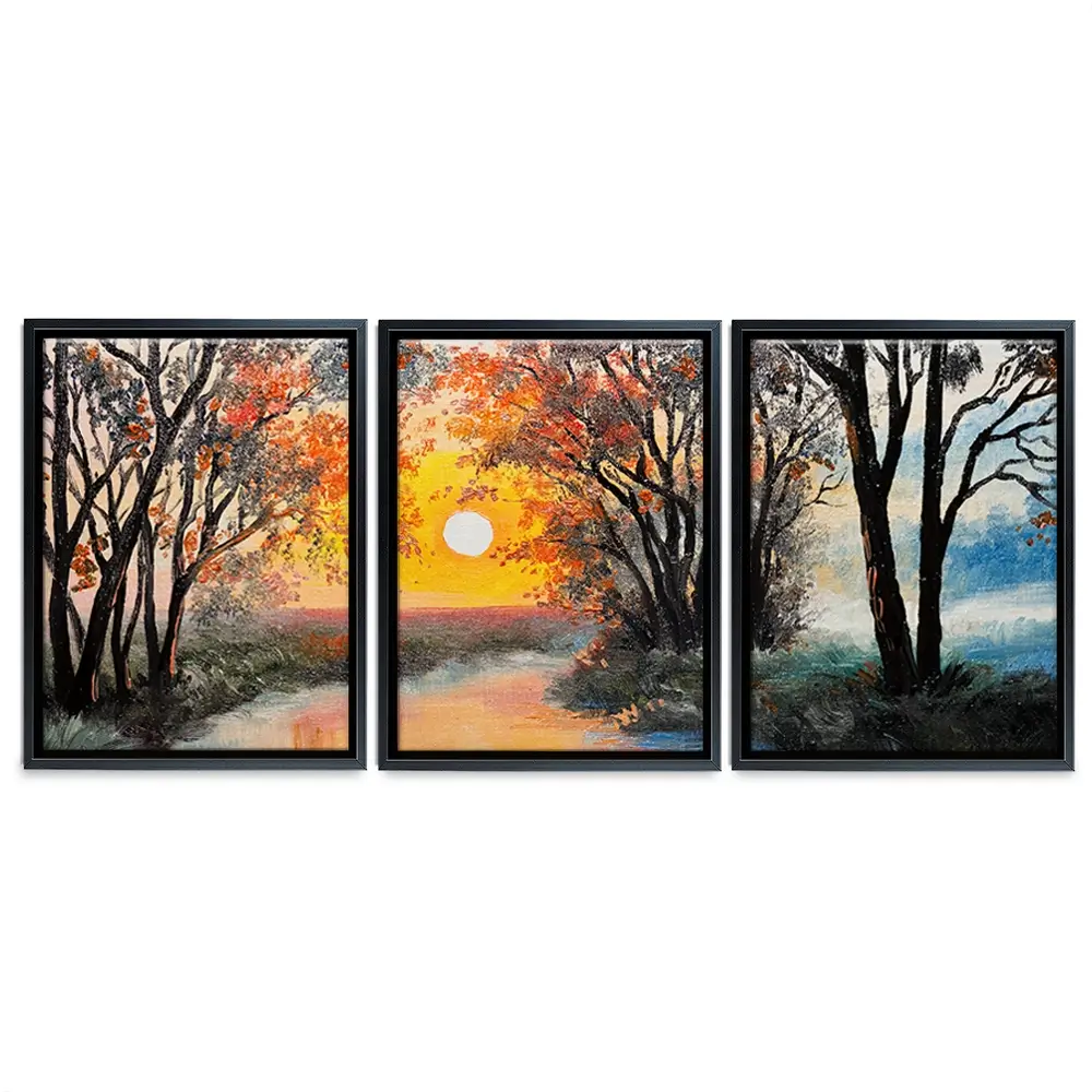 River In The Evening Sun Trio Canvas Print River In The Evening Sun Trio Canvas Print wall art product Fresh Stock / Shutterstock