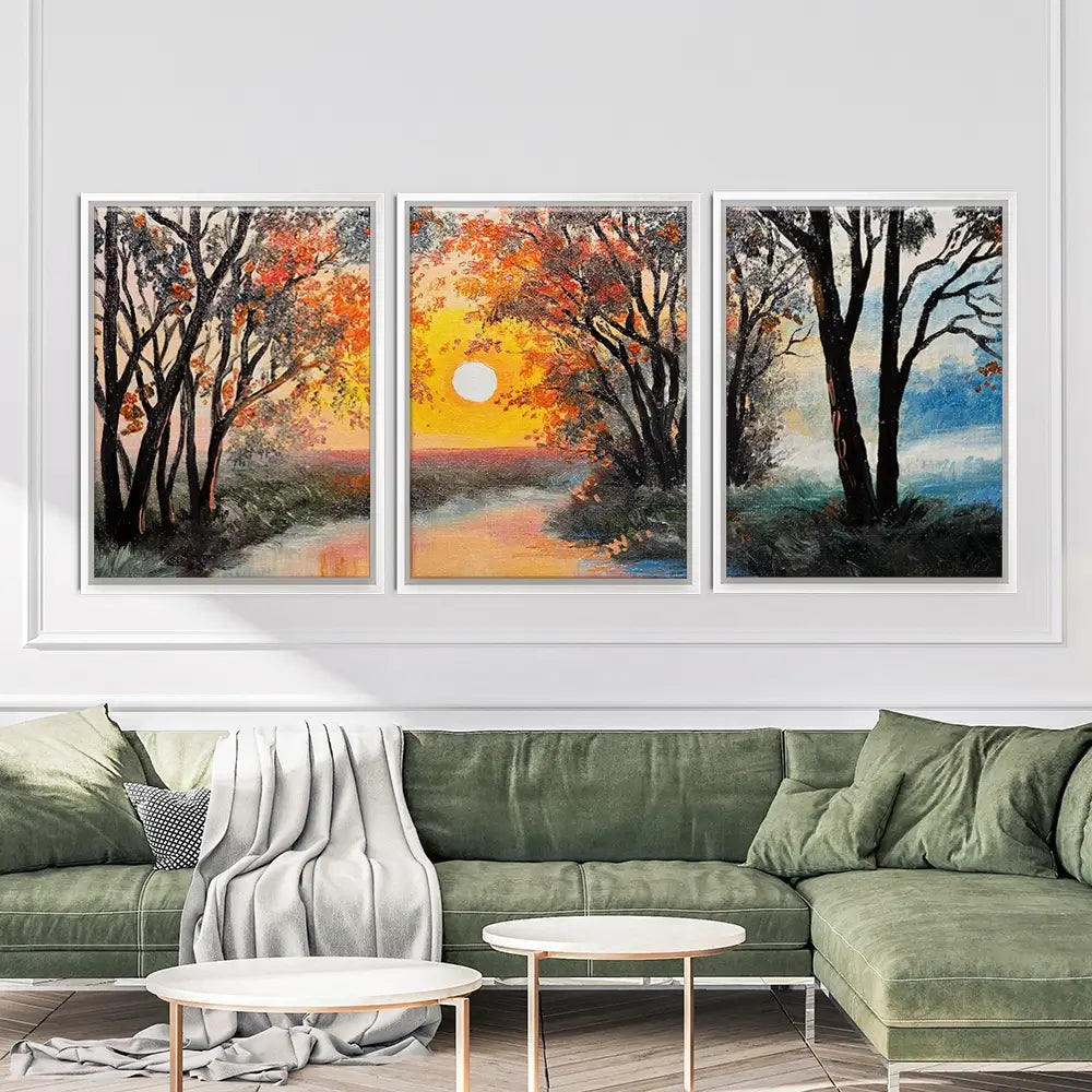 River In The Evening Sun Trio Canvas Print River In The Evening Sun Trio Canvas Print wall art product Fresh Stock / Shutterstock