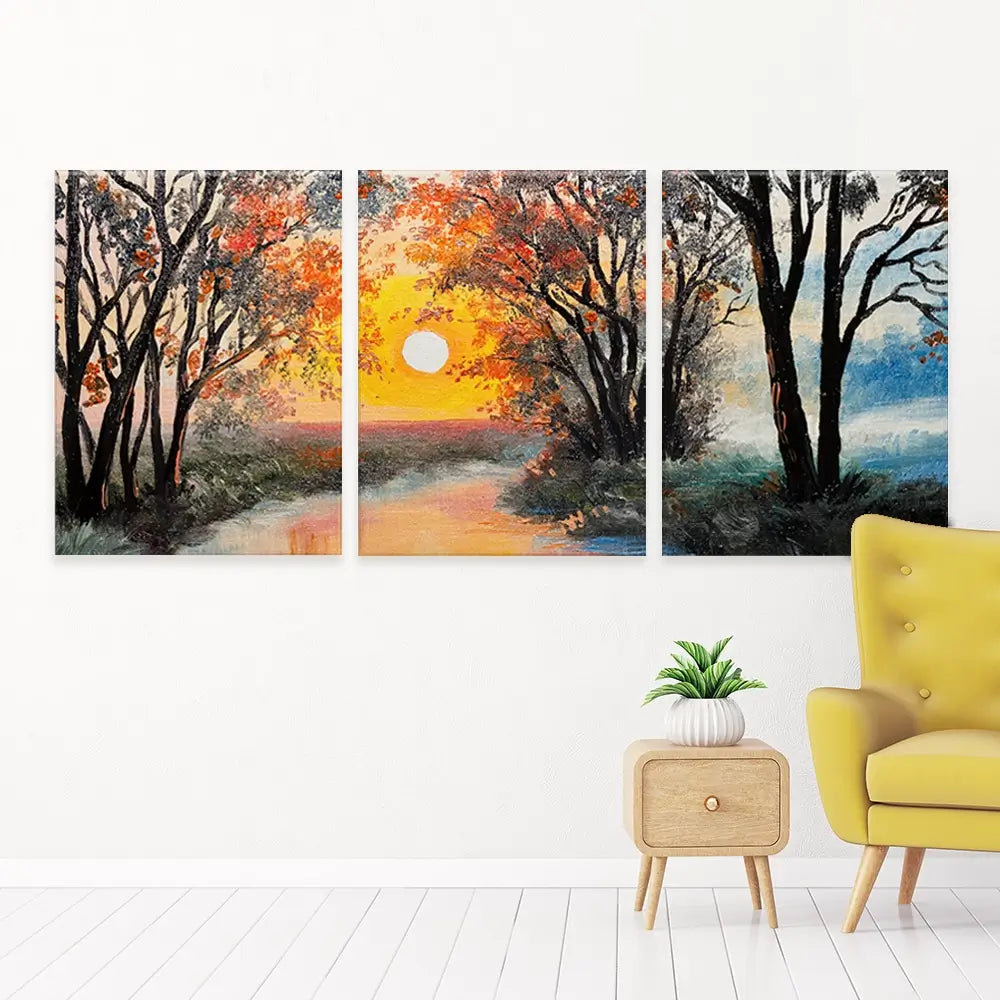 River In The Evening Sun Trio Canvas Print River In The Evening Sun Trio Canvas Print wall art product Fresh Stock / Shutterstock