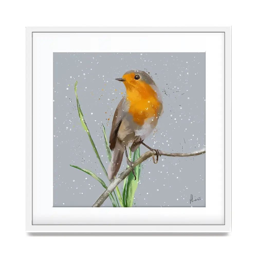 Robin In The Snow Framed Art Print Robin In The Snow Framed Art Print wall art product Aimee Linzi