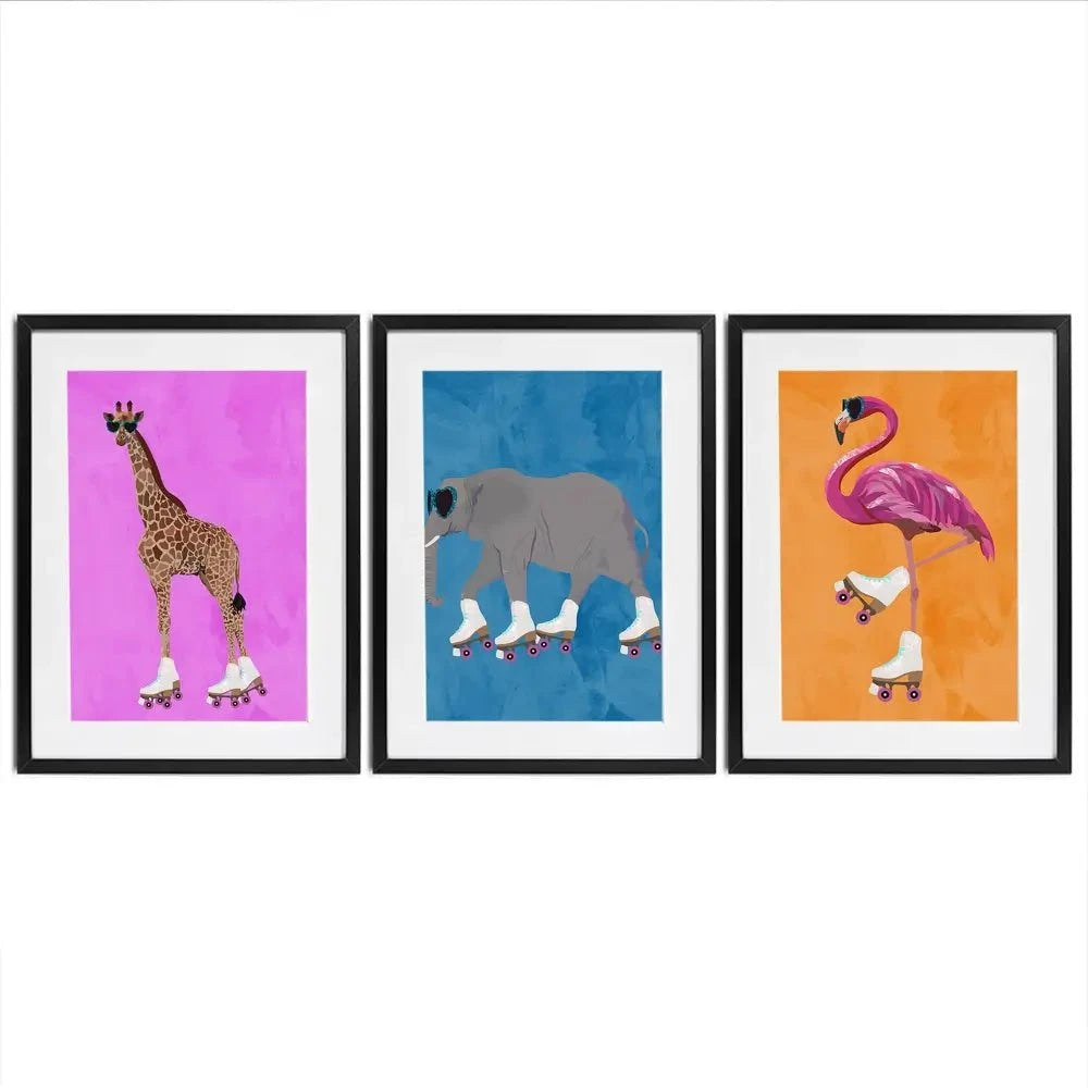 Rollerskating Crew Framed Art Print Trio Rollerskating Crew Framed Art Print Trio wall art product Sarah Manovski