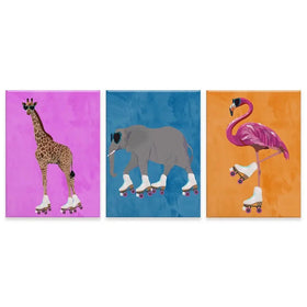 Rollerskating Crew Trio Canvas Print Rollerskating Crew Trio Canvas Print | Animal Trio Canvas wall art product Sarah Manovski