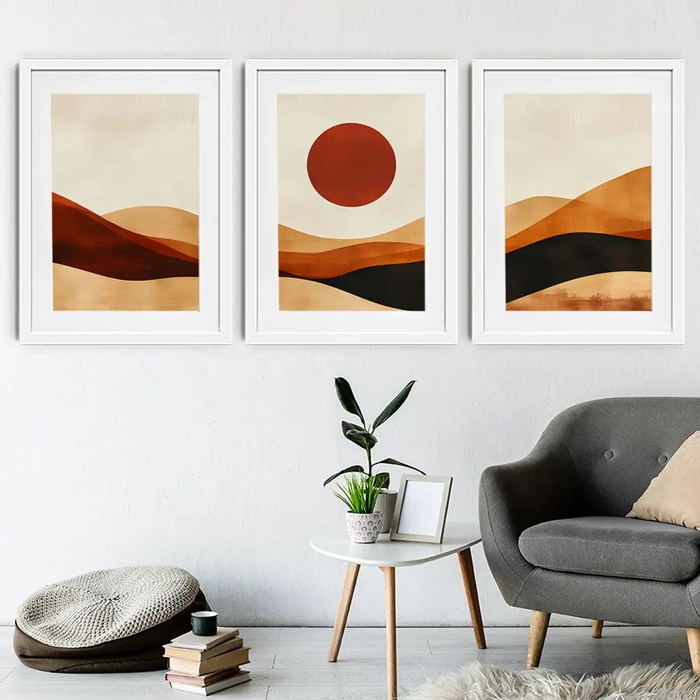 Rolling Hills And Moon Framed Art Print Trio Rolling Hills And Moon Framed Art Print Trio wall art product IAmHomeStudio