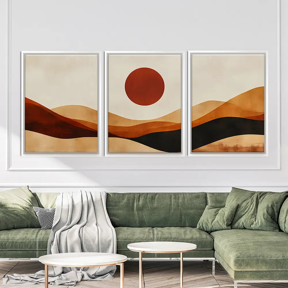 Rolling Hills And Moon Trio Canvas Print Rolling Hills And Moon Trio Canvas Print wall art product IAmHomeStudio