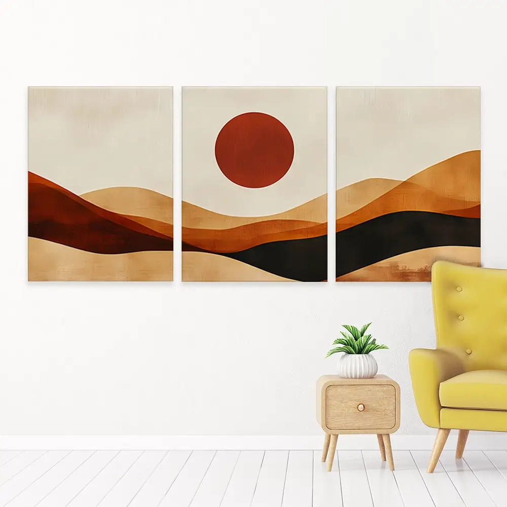Rolling Hills And Moon Trio Canvas Print Rolling Hills And Moon Trio Canvas Print wall art product IAmHomeStudio