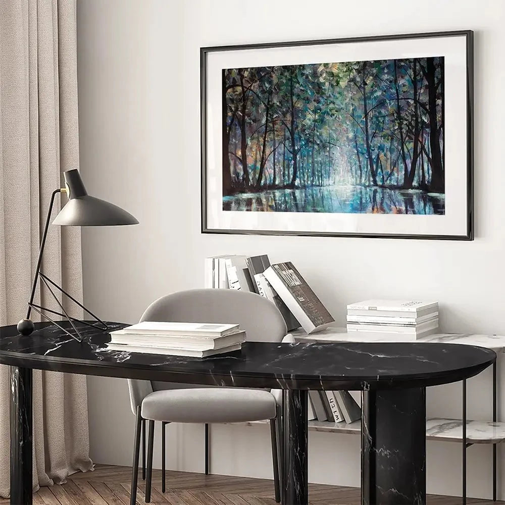 Romantic Rainy Blue Framed Art Print Romantic Rainy Blue Framed Art Print wall art product Valery Rybakow / Shutterstock