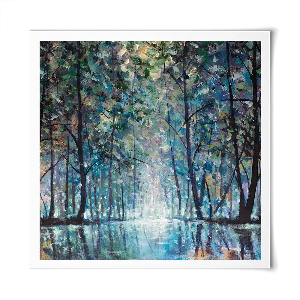 Romantic Rainy Blue Square Art Print Romantic Rainy Blue Square Art Print wall art product Valery Rybakow / Shutterstock
