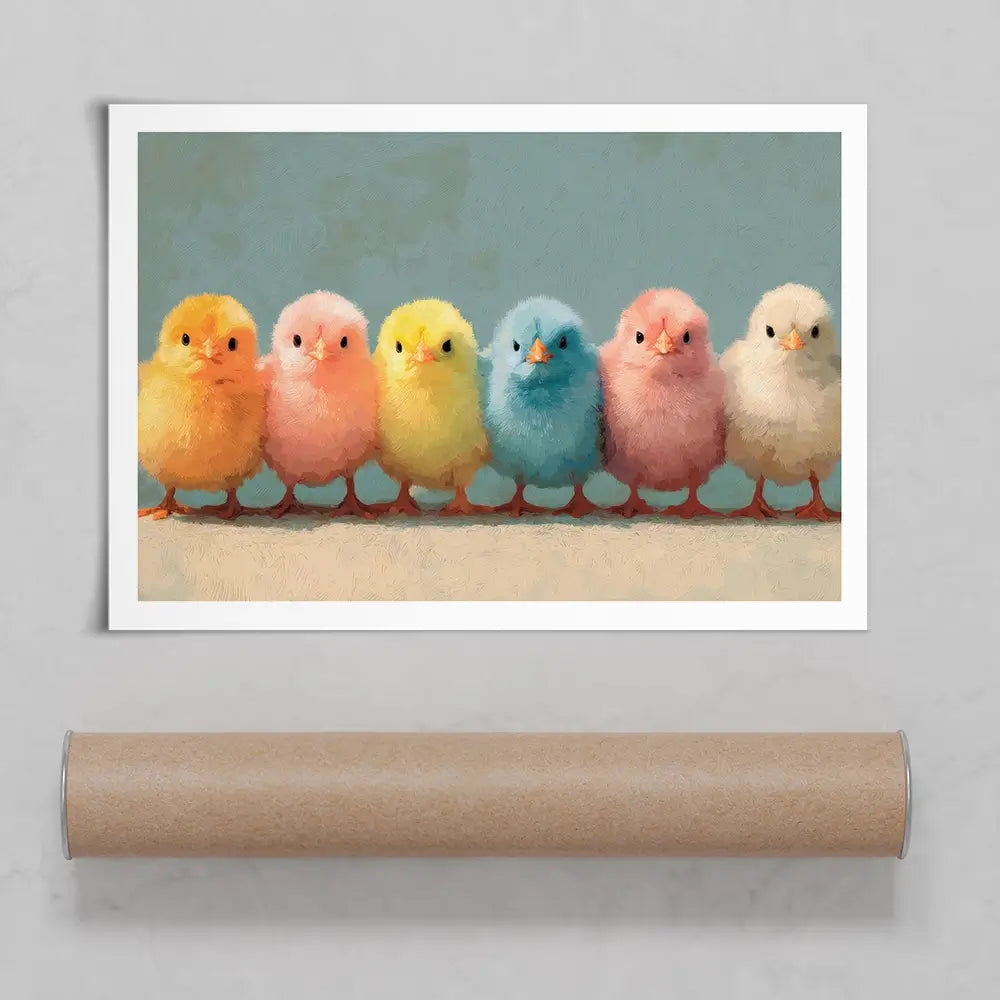 Row Of Chicks Art Print Row Of Chicks Art Print wall art product Petals Prints Design - Independent