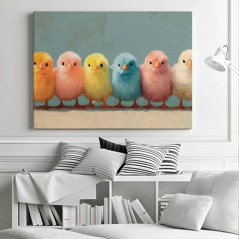 Row Of Chicks Canvas Print Row Of Chicks Canvas Print wall art product Petals Prints Design - Independent