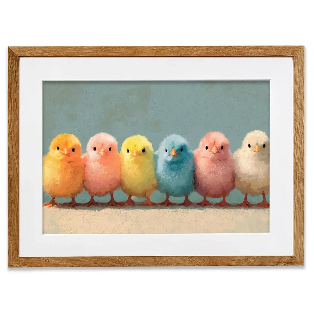 Row Of Chicks Framed Art Print Row Of Chicks Framed Art Print wall art product Petals Prints Design - Independent