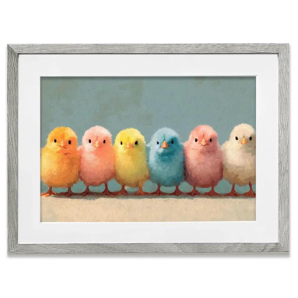 Row Of Chicks Framed Art Print Row Of Chicks Framed Art Print wall art product Petals Prints Design - Independent