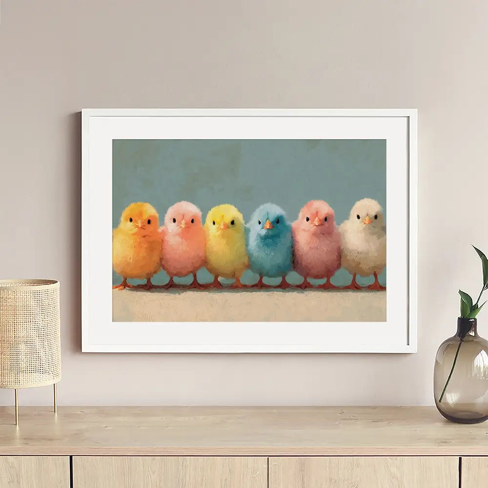 Row Of Chicks Framed Art Print Row Of Chicks Framed Art Print wall art product Petals Prints Design - Independent