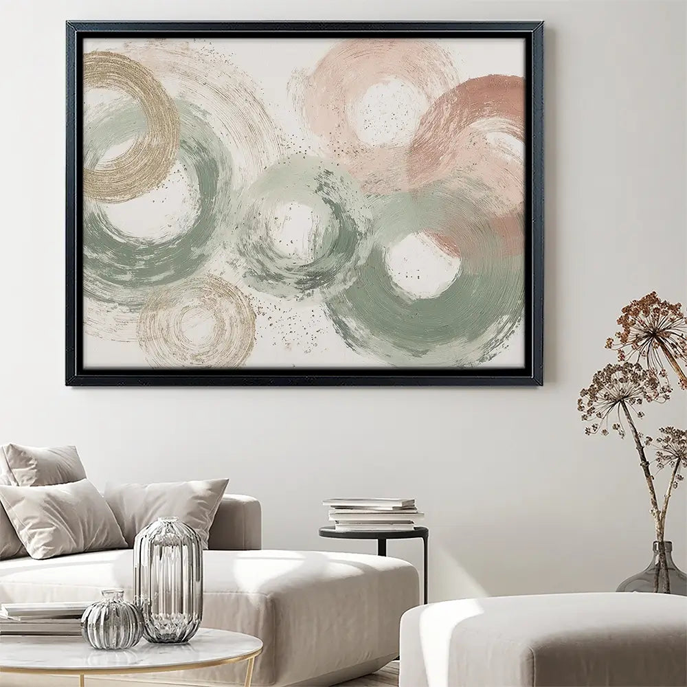 Sage Bloom Circle Abstract Canvas Print Sage Bloom Circle Abstract Canvas Print wall art product Chromatic Storm Studio