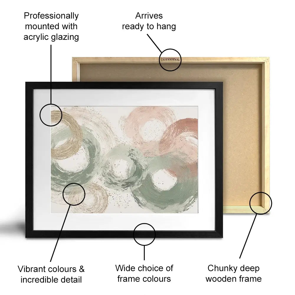 Sage Bloom Circle Abstract Framed Art Print Sage Bloom Circle Abstract Framed Art Print wall art product Chromatic Storm Studio