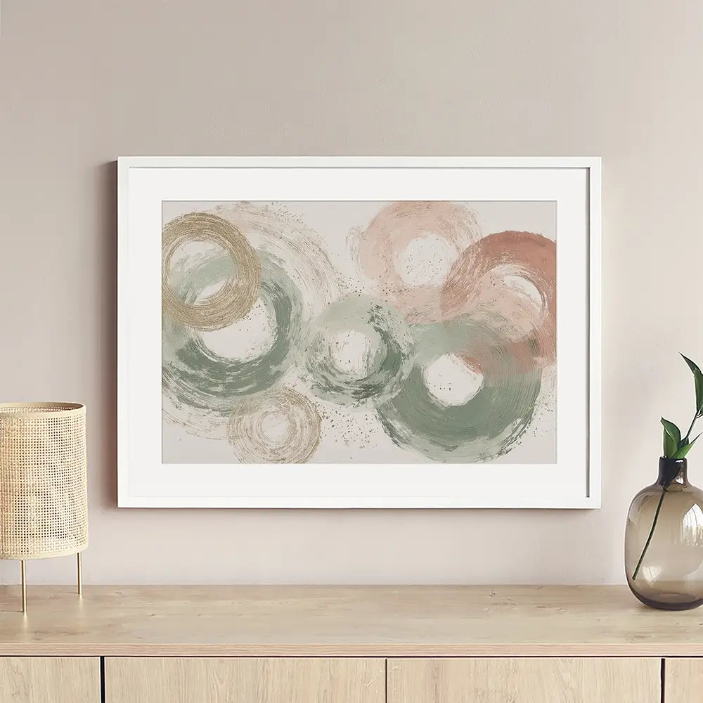 Sage Bloom Circle Abstract Framed Art Print Sage Bloom Circle Abstract Framed Art Print wall art product Chromatic Storm Studio