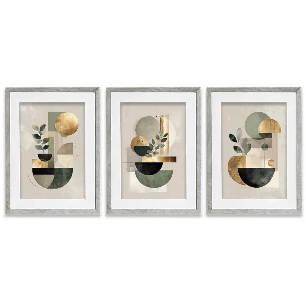 Sage Green Composition Framed Art Print Trio Sage Green Composition Framed Art Print Trio wall art product IAmHomeStudio