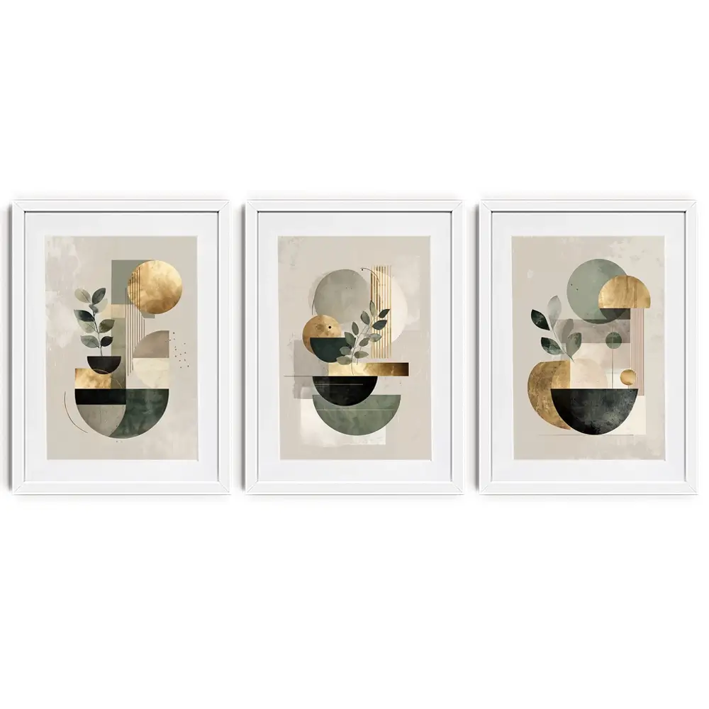 Sage Green Composition Framed Art Print Trio Sage Green Composition Framed Art Print Trio wall art product IAmHomeStudio