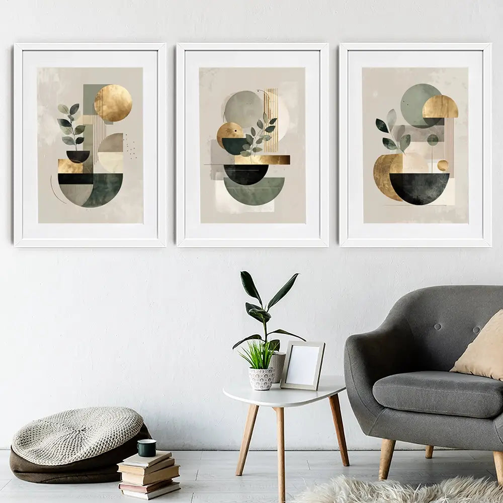 Sage Green Composition Framed Art Print Trio Sage Green Composition Framed Art Print Trio wall art product IAmHomeStudio
